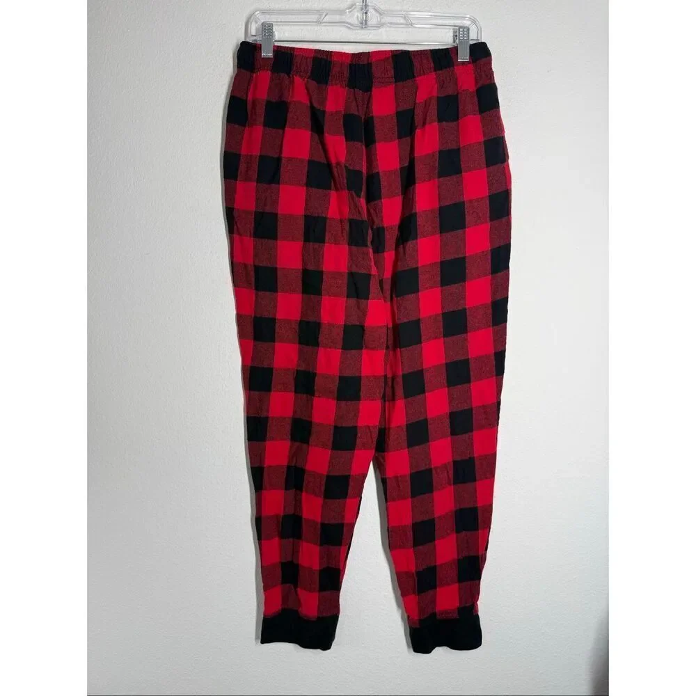 Old Navy Men’s Flannel Jogger Pajama Pants Sleep Lounge Red Black Plaid Sz M